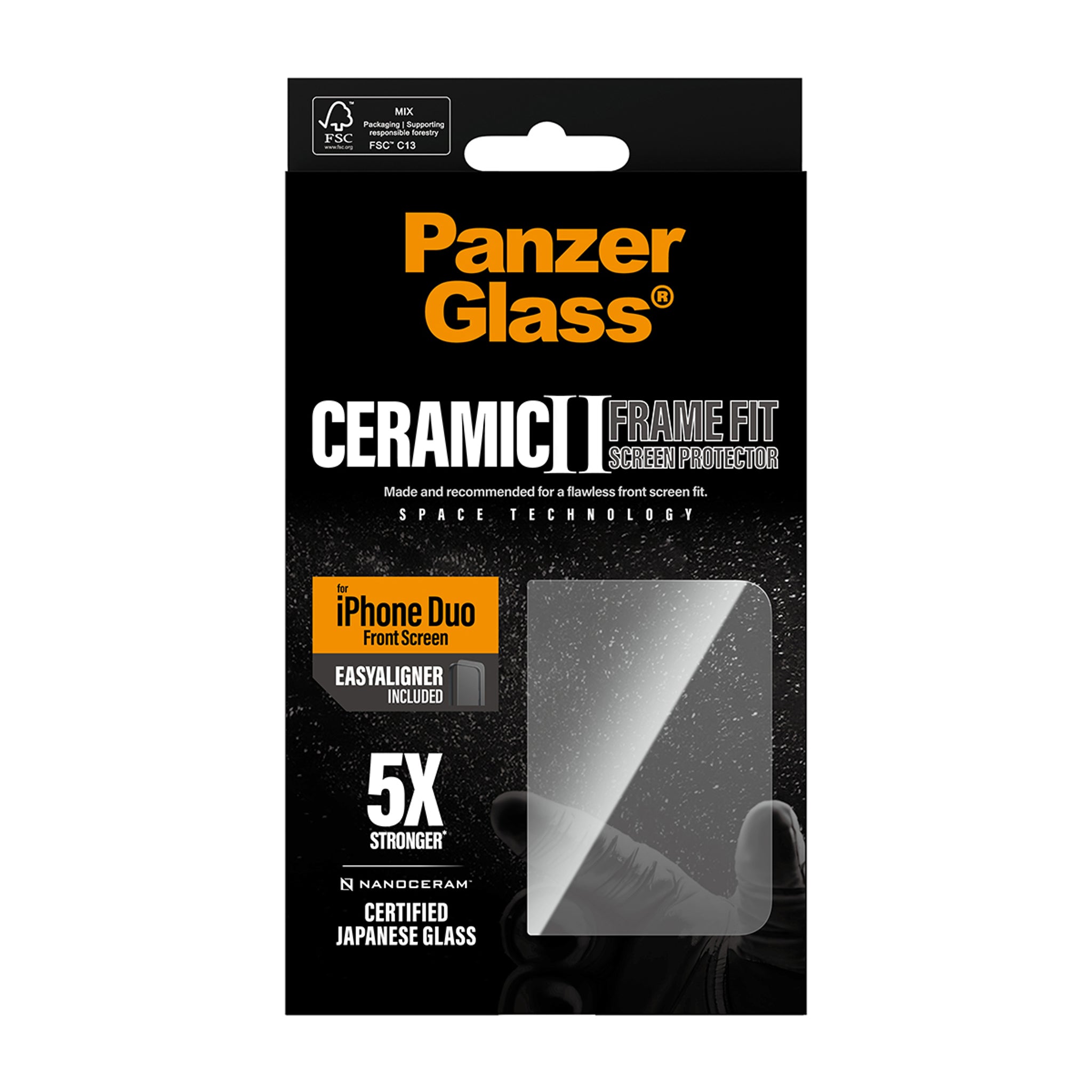 PanzerGlass® Ceramic Front Screen Protector iPhone Duo | FRAME FIT w. EasyAligner